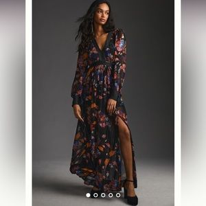 NWT Maeve Deep-V Printed Maxi Dress